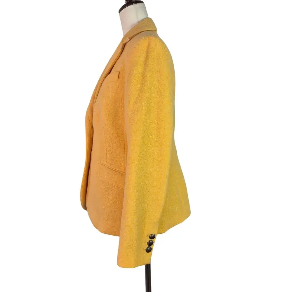 Talbots Yellow Wool Blend 2 Button Lined Blazer Jacket Pleated Tail Pockets M 8